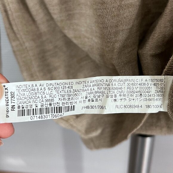 Zara Wool Blend Heathered Brown Lightweight Turtleneck‎ Sweater Sz L - Picture 11 of 13